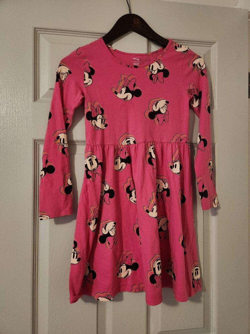 Disney Minnie Mouse Girls Pink Long Sleeve Dress Size 8 Jumping Beans